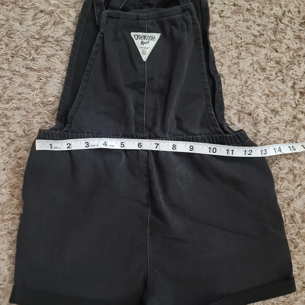 OshKosh B'gosh Shortalls Kids 10 Black Vestbak Denim Elastic Waist Overalls